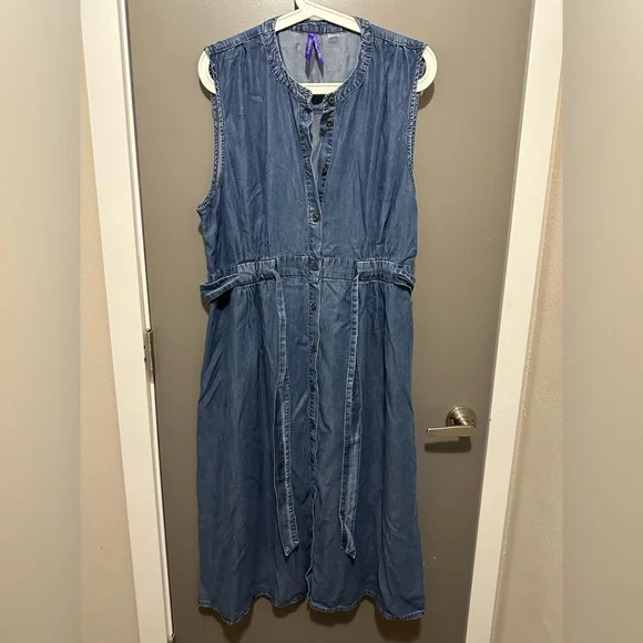 NWOT Seraphine Sleeveless Midi Shirt Nursing and Maternity Dress Djena - Denim - Picture 2 of 4